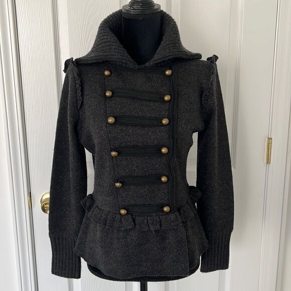 Loft Anna Taylor military gray wool jacket blazer Sz petite medium - Picture 1 of 12